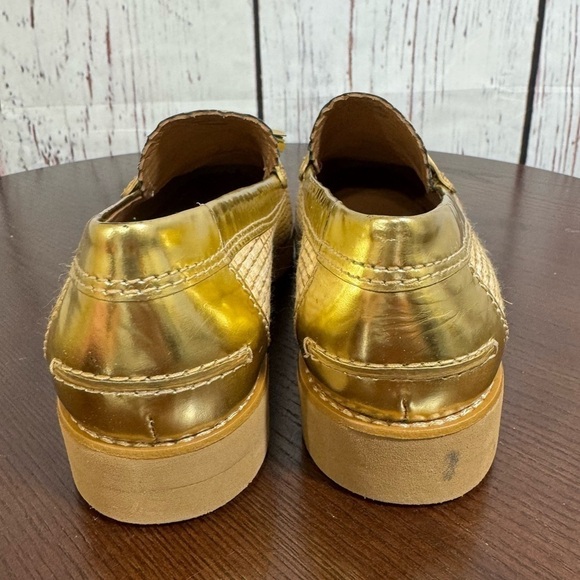 TORY BURCH Raffia & Metallic Gold Leather Trims Loafers in size 6 New - Picture 12 of 15